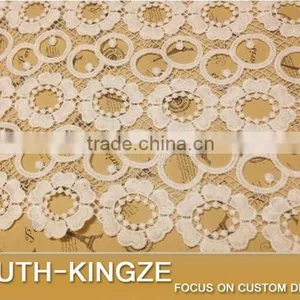 High Quality Clothing Materials Textiles Wide Lace Trim Fabric White Milk Silk 30cm Wide Lace Trim thumbnail-4