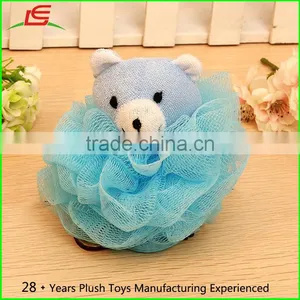 Hot Selling Kids Toy Pouf Mesh Bath Sponge With Stuffed Animal thumbnail-3