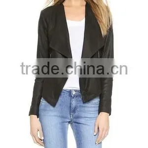 Womens Sexy Asymmetrical Lambskin Leather Jacket thumbnail-2