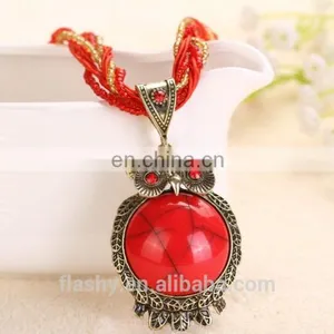 New Fashion 17 Color Owl Pendant Chain Necklace Chrismas Gift Jewelry thumbnail-2
