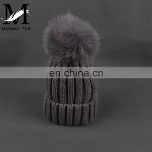 Cute Children Present Fox Fur Pompom Knitted Beanie Earmuff Funny Baby Beanie thumbnail-4