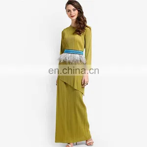 Wholesale Plain Islamic Dress Women Pleats Islamic Clothing thumbnail-1