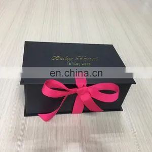 All Black Flat Box With Gold Foil Paper Box Inside Lid Have Pocket Can Holder Holder thumbnail-1