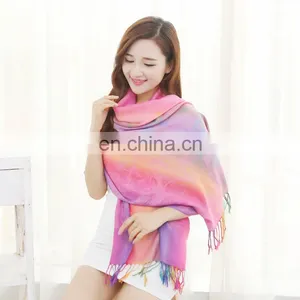 New Minority Style Thin Cotton Butterfly Jacquard Outdoor Poncho Scarf for Lady thumbnail-1