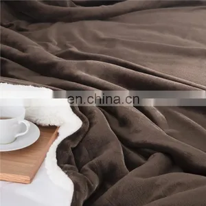 Cheap Brown 100% Superfine Fiber Fleece Sherpa Blanket For Sale thumbnail-5