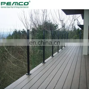 Stainless Steel Black Slotted Pipe Glass Railing Baluster Balcony Stainless Steel Glass Balustrade thumbnail-2