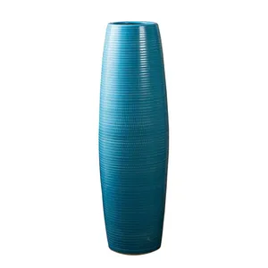 Hand Made American Countryside Style Blue Ceramic Dry Flower Vase For Showroom Hotel thumbnail-5