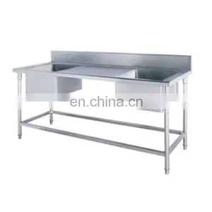 304 201 Stainless Steel Double Bowl Kitchen Sink With Drainboard thumbnail-1