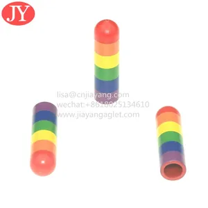 Rainbow Color Plastic Aglet for Shoelace Round Nylon Lace With ABS Plastic Aglet Tips Hoodies Aglet End thumbnail-1