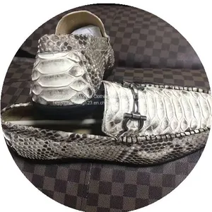 Imported Genuine Leather Python Leather Sleeve Toe Shoes Casual Slip-On Men's Breathable Shoes thumbnail-1
