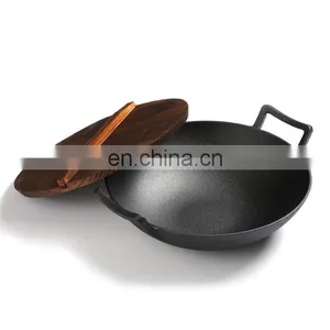 32cm Non-stick Cooking Cast Iron Wok Pan thumbnail-1