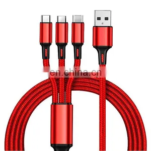 3 in 1 Charging Cable Usb Cable 2.4A Charger Micro USB Type C Data Cable For IOS/Type-C/Android thumbnail-1