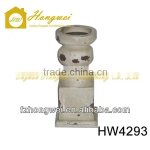 Hongwei Antiquate White Wood Candle Holder thumbnail-1