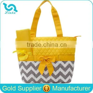 Fashion Grey Chevron Diaper Bag With Changing Pad OEM Chevron Diaper Bag thumbnail-1