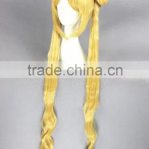 High Quality100cm Long Curly Sailor Moon Wig Blonde Synthetic Cosplay Wig Anime Cosplay Costume Hair Wig Party Wig thumbnail-4