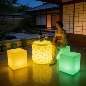Luxury American Diner Luminous Two Seat Bar Set KTV Lounge Night Club Outdoor Hotel Furniture Party LED Eco-Friendly Water thumbnail-1