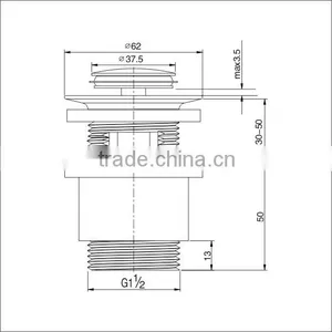 KingChun Free Samples Bathroom Fitting Push Button Pop up Drain With Overflow for Basin(K712) thumbnail-2