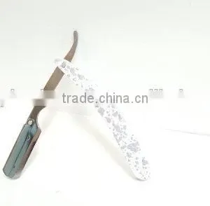 White Spotted Stainless Steel Design Barber Straight Razor thumbnail-1