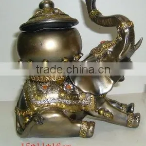 Polyresin Elephant W/trinket Box Decoration thumbnail-1
