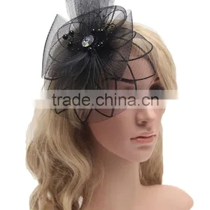 DSFC0001A High Quality Mesh With Feather Flower Fascinator Grils Hair Accessories Wholesale thumbnail-2