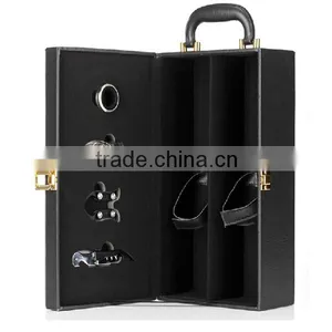 Wholesale 2 Bottles Fancy With Tools Leather Wine Boxes thumbnail-3