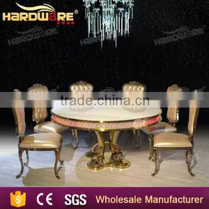 Mdf Hotel Gold Hotel Dining Table Golden Base Stainless Steel Led Table thumbnail-1