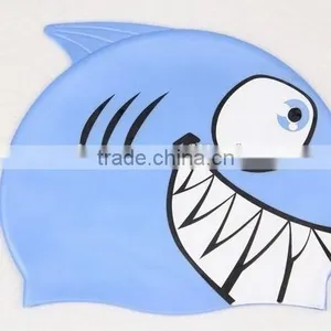 Women Men Kid Fish Shark Cartoon Design Silicone Shark Swimming Caps thumbnail-2