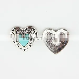 Custom Metal Snap Button Blue Heart Snap On Interchangeable Snap Jewelry thumbnail-1