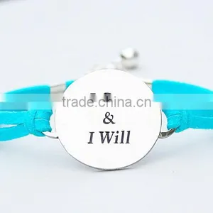 Custom I Can and I Will Logo Inspirational Charm Bracelet Round Plate thumbnail-3