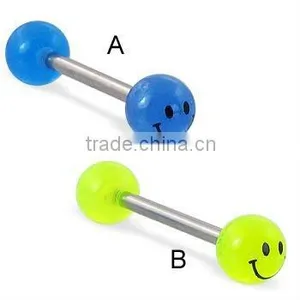 Tongue Ring With Smiley Face Glow-in-the-dark Balls thumbnail-1