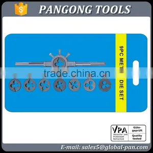 9PC Hand Cutting Tool Set Metric Round Dies Screw Threading Die Set thumbnail-1