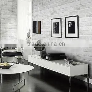 White Grey Real Looking Deep Embossed Textured 3D Brick Pattern Wallpaper Roll thumbnail-1