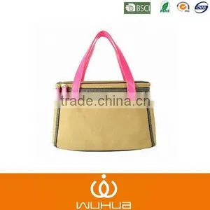 Trendy 16 OZ Women Canvas Bag With Pink PU Handle thumbnail-1