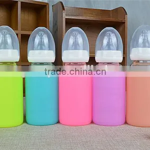 High Quality Cute Baby Feeding Bottle,food Grade BPA Free Baby Feeding Bottle,silicone Glass Milk Bottle for Baby Feeding thumbnail-2
