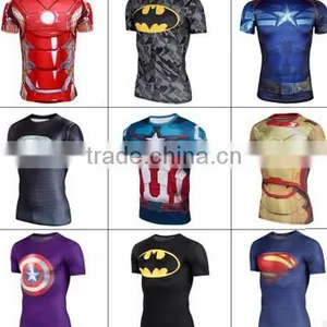 Mens Superhero Long Sleeve Cycling T-Shirt Pro Slim Quick Dry Compression T-Shirt thumbnail-1