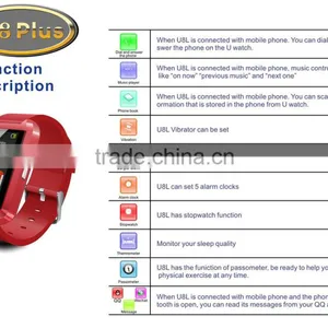 u8 Bluetooth Smartphone WristWatch U8 Plus U Watch for IPhone Samsung S4/Note2/Note3 Android Phone ,ISO System thumbnail-2