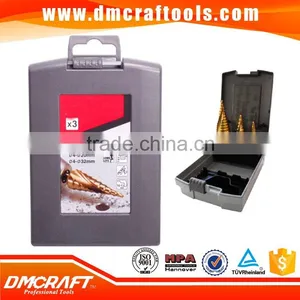3pc HSS High Speed Steel Cone Step Drill Cutter Bit Set For Wood/Steel thumbnail-1