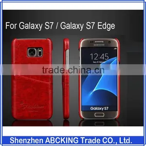 High Quality Oil-wax Leather Case With Card Slot Leather Back Cover Cases For Samsung Galaxy S7 / Galaxy S7 Edge thumbnail-1