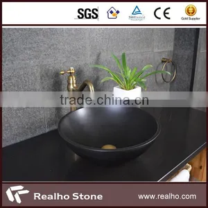 Natural Stone Black Round Bathroom Sinks for Hotel/home thumbnail-1