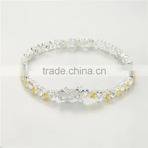 925 Sterling Silver Tennis Bracelet With Middle Size Gold Zircon thumbnail-5