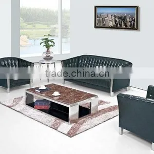 Best Selling European Style Office Sofa 1+1+3 Dark Green Color With Stainless Base G-319 thumbnail-1