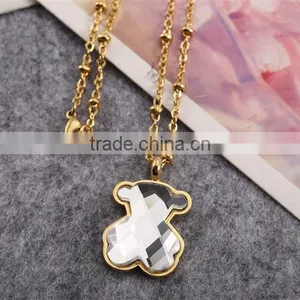 China Top Wholesale Fashionable Gold Chain White Big Charm Necklace With Bear thumbnail-4