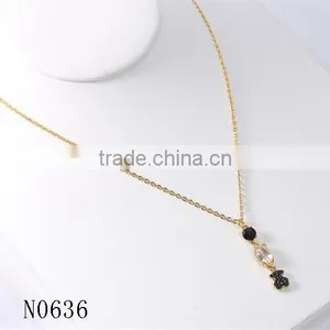 Guangzhou Biggest Wholesale Fashionable Black Bear Pendant Gold Plated Chain Necklace thumbnail-1