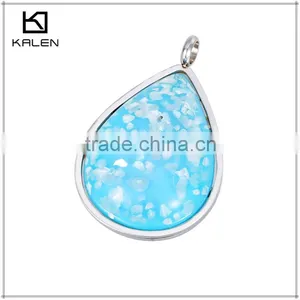 Guangzhou Fashion Blue Crystal Stone Stainless Steel Pendant Jewelry Set thumbnail-3