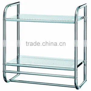 2 Tier Metal Perforated Board Wall Towel Bathroom Rack Chrome thumbnail-1