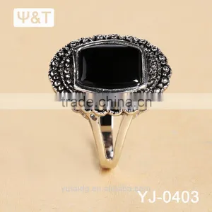 Jingli Factory Direct Silver Ring With Black Stone (YJ-403) thumbnail-2