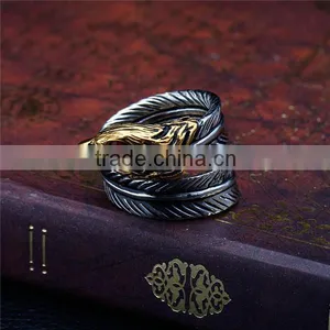 Gold Head Gothic Smart Custom Surgical Stainless Steel Eagle Ring thumbnail-5