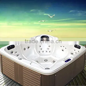 Guangzhou Indoor Acrylic Bathtub Whirlpool Massage Bathtub White Spa Tub thumbnail-1