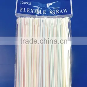 Strip Color Plastic Drinking Straw With Individual Paper Packing thumbnail-1