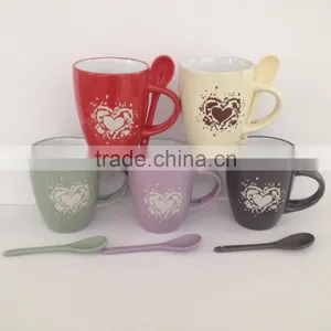 2016 Wholesale Glazed Porcelain Advertising Gift Mugs Cup With Spoon and Color Box thumbnail-1